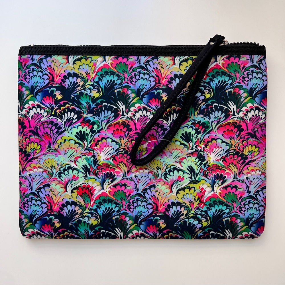 Cynthia Rowley GO Mid Flat Clutch Marble Pink Colorful Pouch 50532 Wristlet NWOT